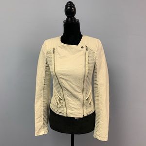 GUESS XS Womens White Faux Leather Ricki Jacket